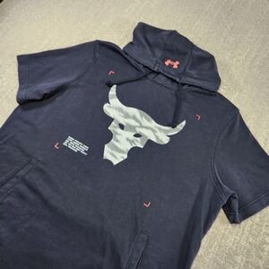 Under Armour Black Hoodie with Gray Bull Logo and Coral Accents